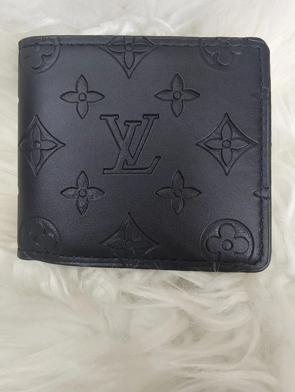 Black Embossed Leather Bifold Wallet